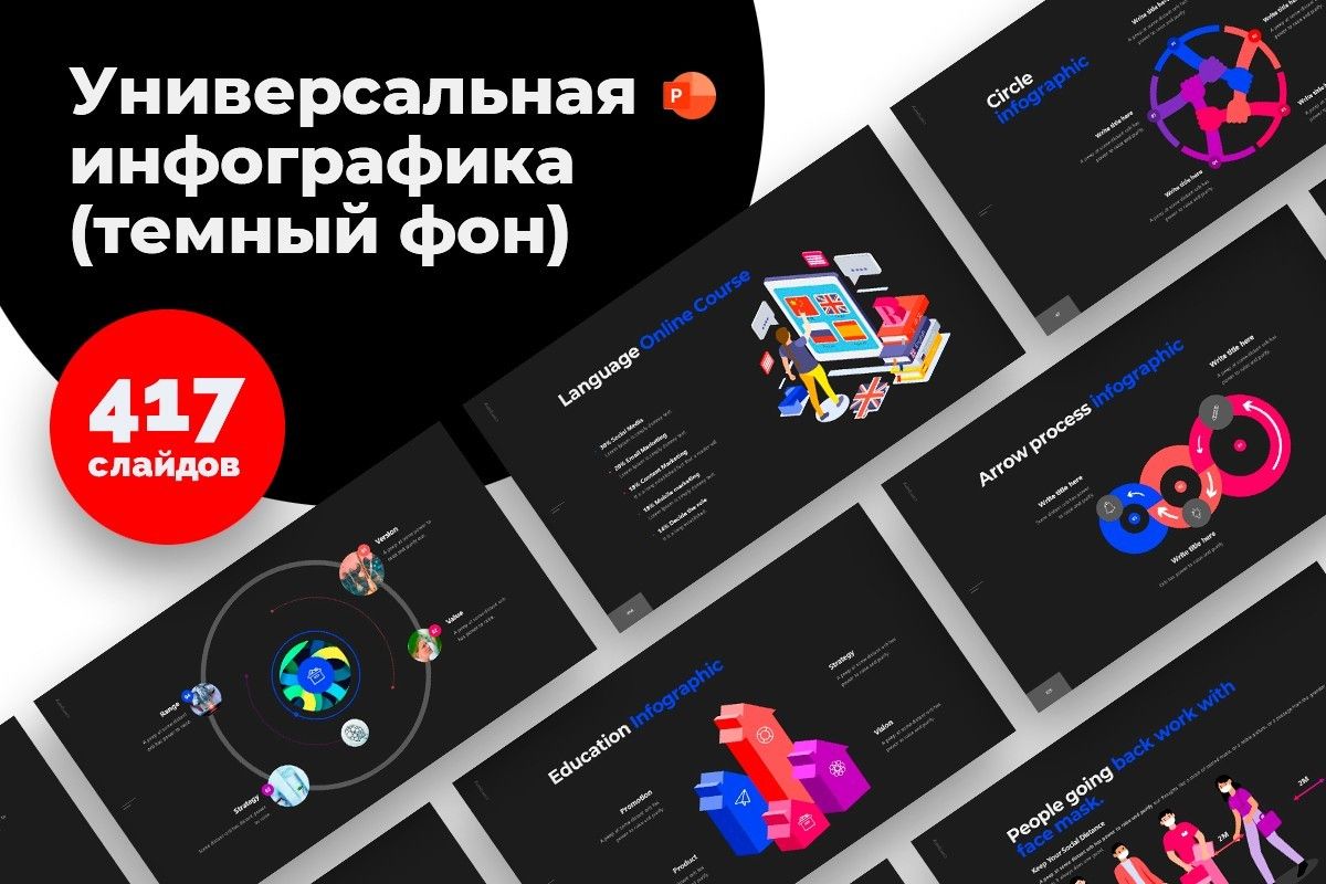 Самая крупная подборка анимированной инфографики по разным темам (тёмный фон)